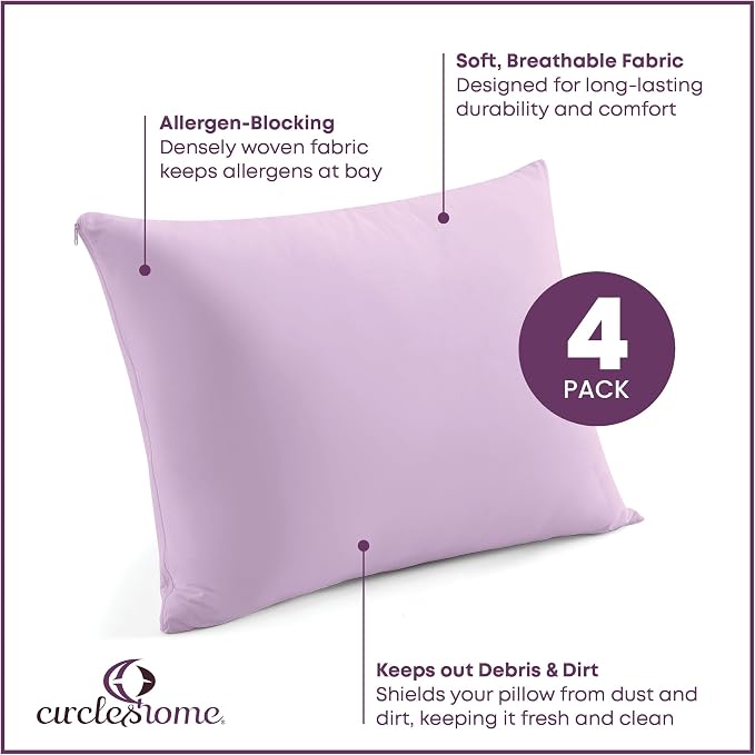 CirclesHome Pillow Protectors 4 Pack Standard Zippered - Image 2