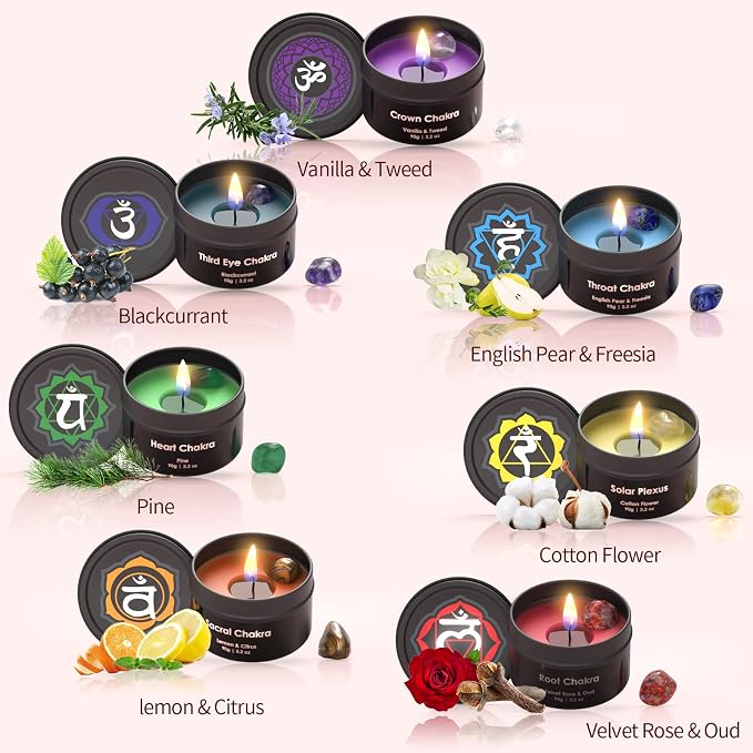 Inspireyes Chakra Candles with Premium Crystal and Healing Stones Luxury - Image 5