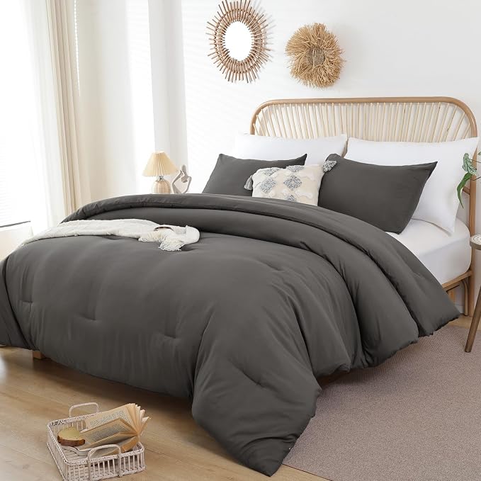 ROSGONIA Oversized Queen Comforter Charcoal Gray - Image 3