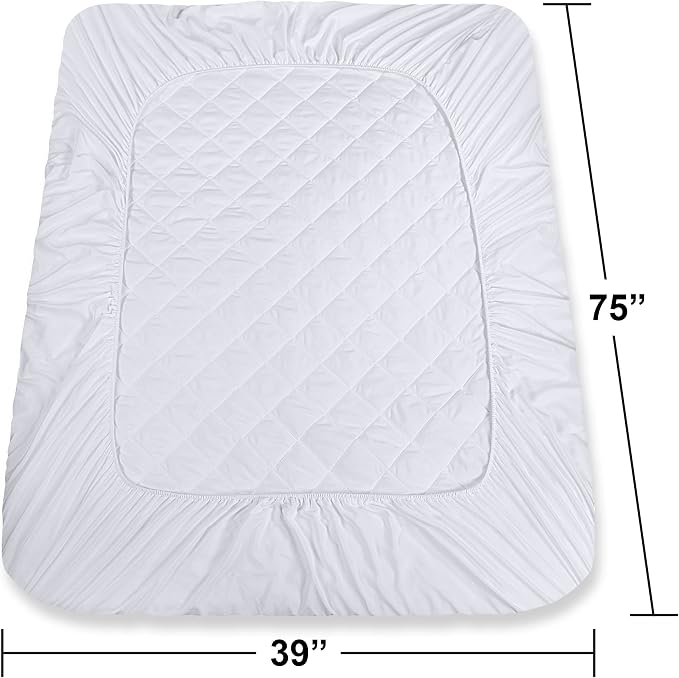 Utopia Bedding Quilted Fitted Mattress Pad, Twin Size, Elastic Fitted Mattress - Image 4