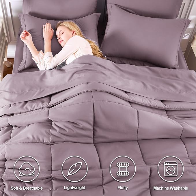 CozyLux Queen Comforter Set Dusty Purple, 7 Pieces Bed in a Bag Queen, All - Image 2