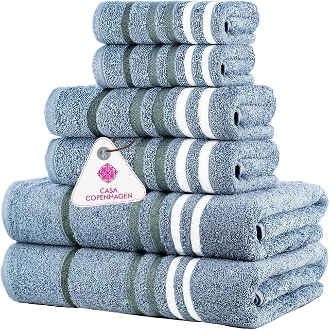 CASA COPENHAGEN Exotic 6Pcs 100% Egyptian Cotton Designer Towels Gift Set- by CASACOPENHAGEN