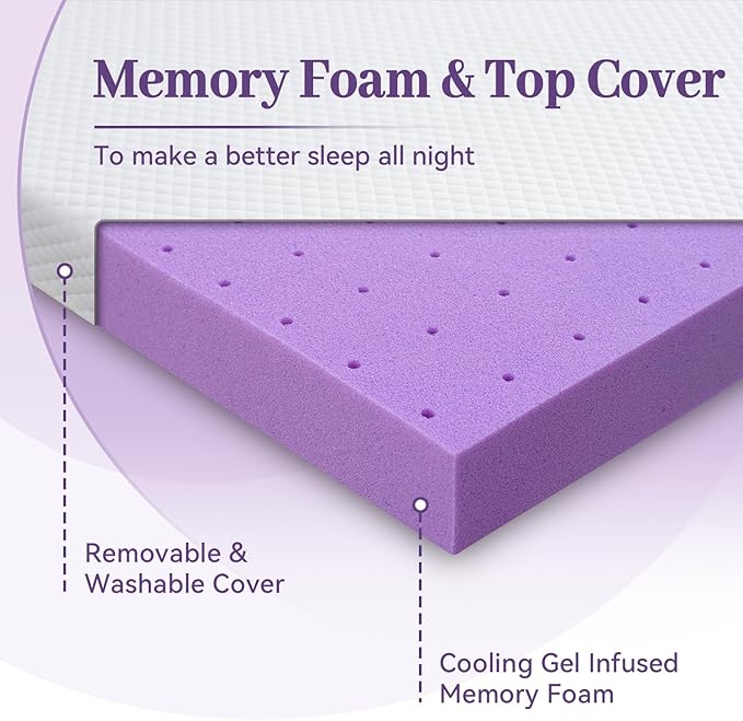 SINWEEK 2 Inch Gel Memory Foam Mattress Topper King Size, Ventilated High - Image 7