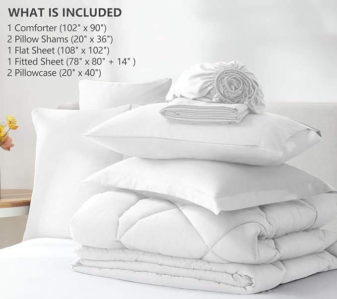 CozyLux King Size Comforter Set White - Image 6