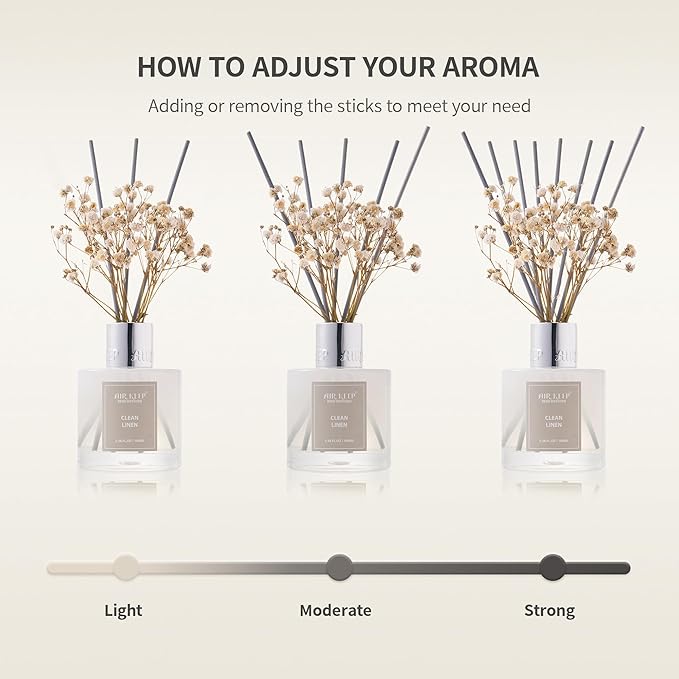 Airkeep Reed Diffuser 3.38 oz 2pk, Clean Linen Scented Reed Diffuser Set - Image 7