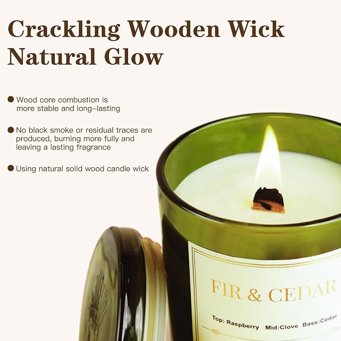 2 Pack Wood Wick Scented Candle Gift Set –Balsam Fir & Cedarwood Natural Soy - Image 6