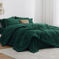 Love's cabin Queen Comforter Set Dark Green, 7 Pieces Queen Bed in a Bag by Lovescabin
