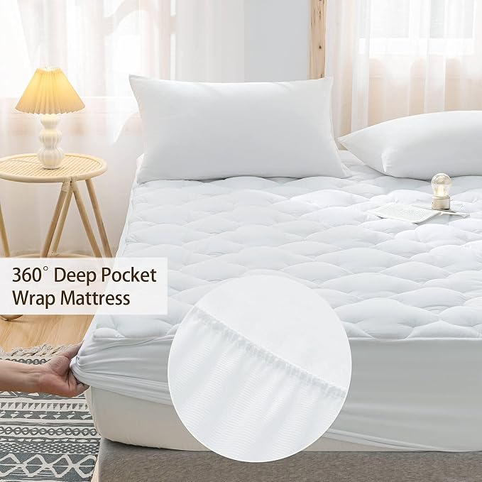WhatsBedding Waterproof Mattress Pad Twin XL Size Cotton Top Down Alternative - Image 6
