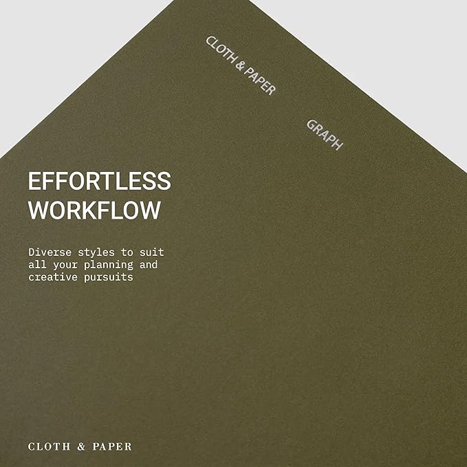 Cloth & Paper Travel Notebook | Graph Notebook – Olive | A5 Slim Grid Paper - Image 5