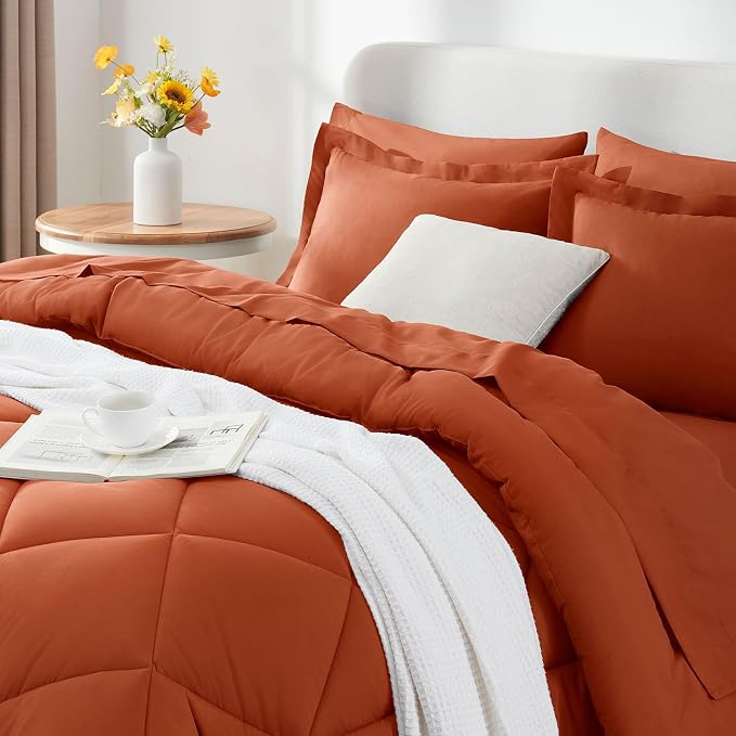CozyLux Full Size Comforter Sets Burnt Orange - Image 9