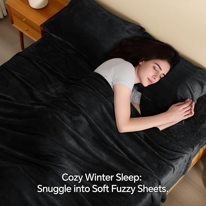 BEDELITE Flannel Sheets King Size Black - Image 3