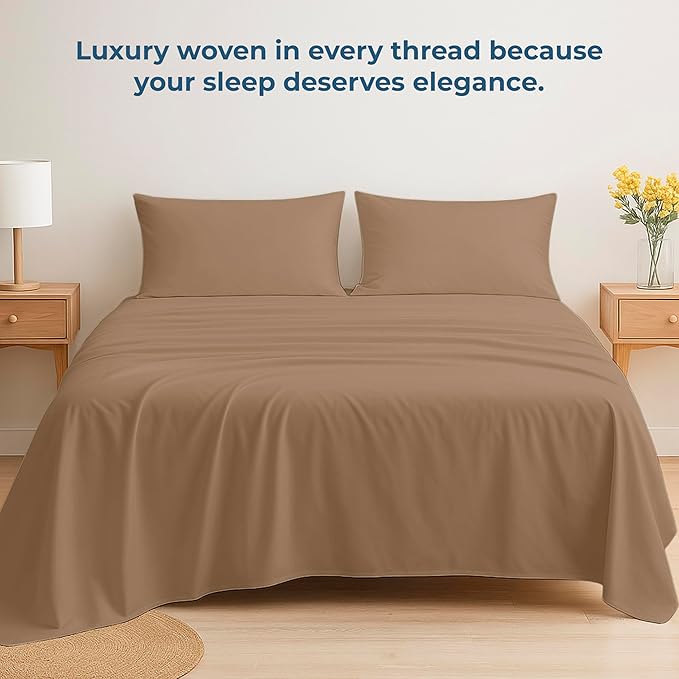 Royale Linens 100% Organic Cotton Queen Flat Sheet Only - Image 6