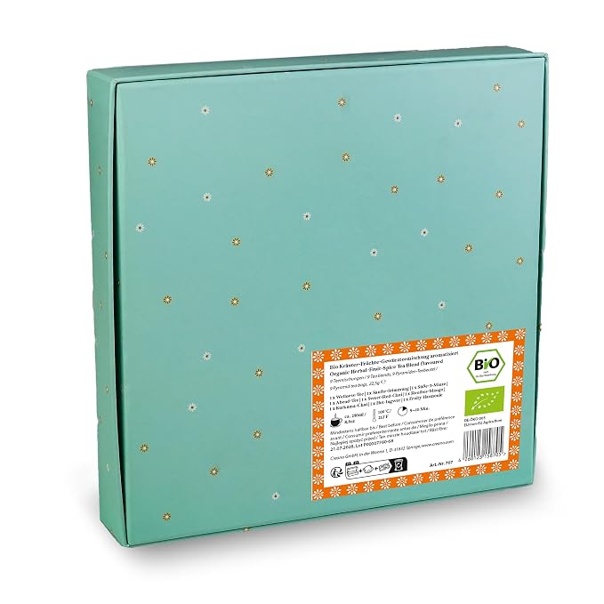 Creano Organic Herbal Tea Gift Set ‘Tea Lovers’ – 9 pyramid tea bags in 9 cute - Image 7