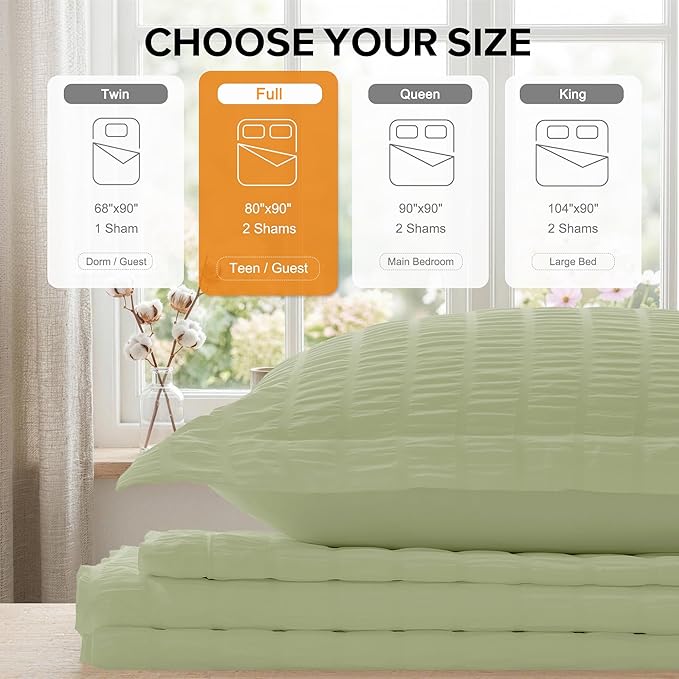 Cozyide Green Duvet Cover Full Size, 3 Pieces Bedding Duvet Covers, Soft - Image 3