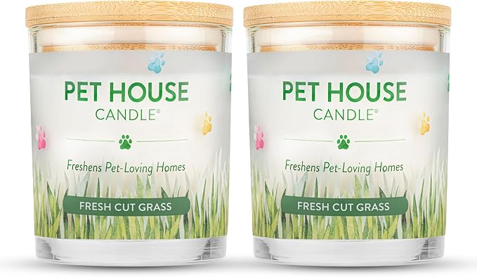 Pet House 9 oz Fresh Cut Grass Scented Candle, Clean Burning, Long Lasting by OneFurAll