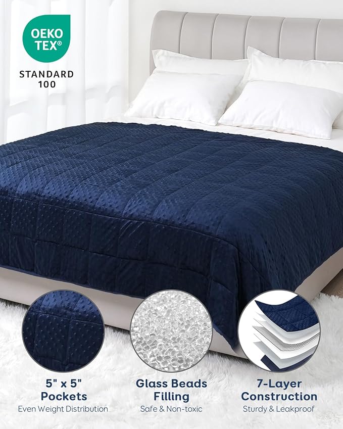 Kivik Weighted Blanket 12 lbs for Adults, Minky Dot Heavy Blankets, Microfiber - Image 4