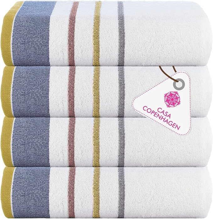 CASA COPENHAGEN White Bay 4Pcs 100% Egyptian Cotton Designer Hand Towels Gift by CASACOPENHAGEN