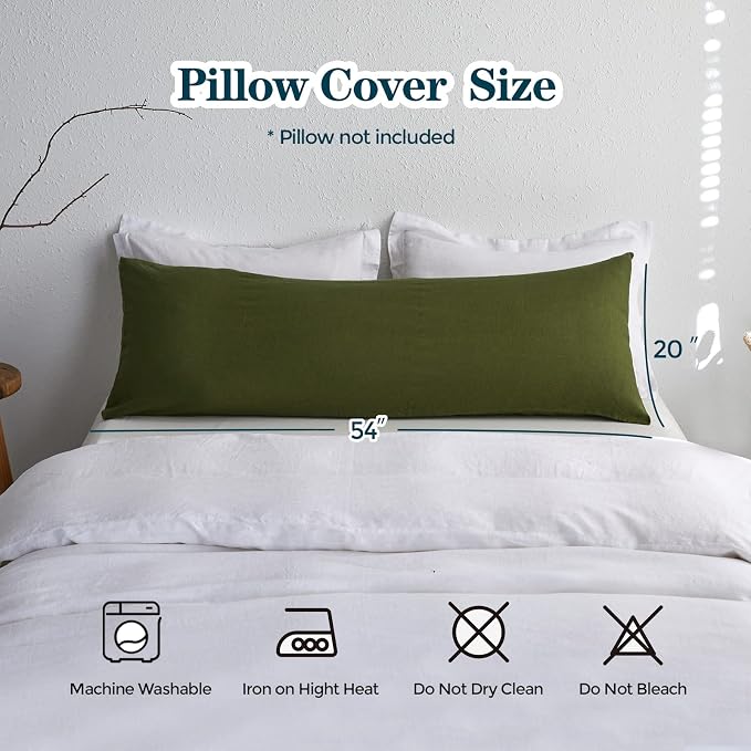 Simple&Opulence Body Pillow Cover 20" x 54", 100% Pure Linen, Ultra Soft and - Image 4