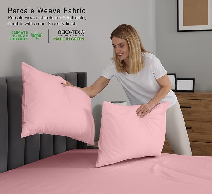 RUVANTI 100% Cotton Sheets – Twin Size Percale Bedding, Cooling & Breathable - Image 3