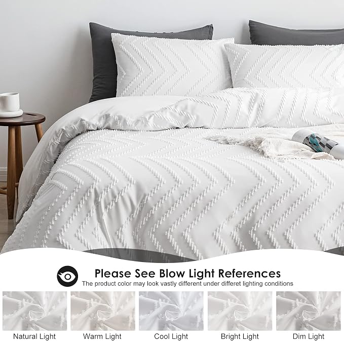 WARMDERN Boho Duvet Cover Set, Tufted Bedding Duvet Covers Soft Washed - Image 9
