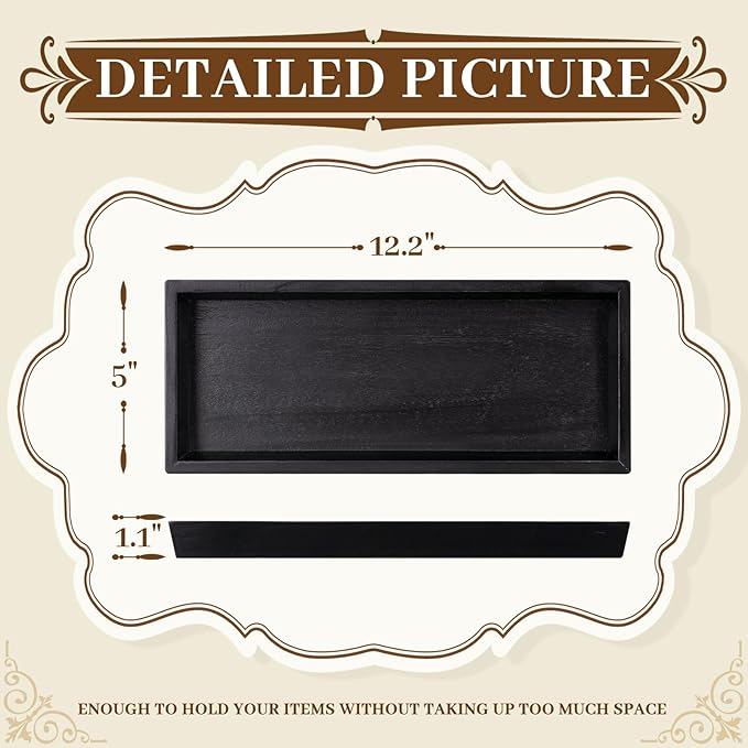 MAONAME Black Bathroom Vanity Tray, Rustic Long Narrow Tray, Rectangle - Image 2