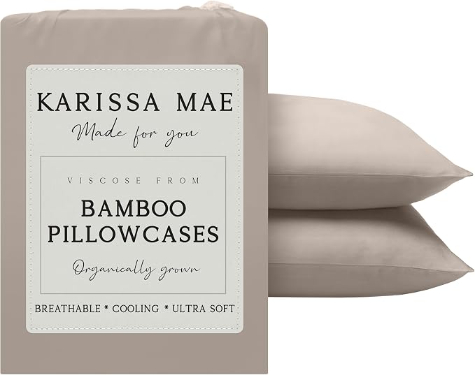 Karissa Mae Cooling Bamboo Viscose Standard Size Pillowcase Set | 100% by KARISSAMAE