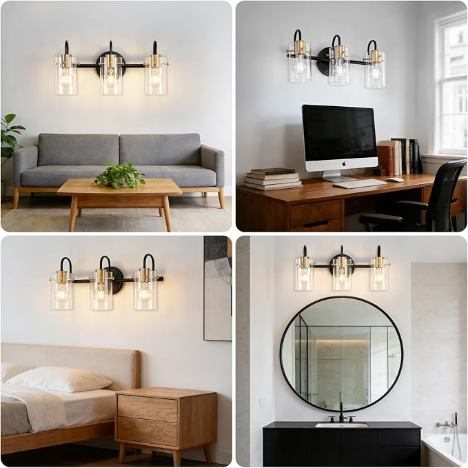 3 Light Bathroom Vanity Light, Modern Wall Sconces Wall Lamp over Mirror - Image 5