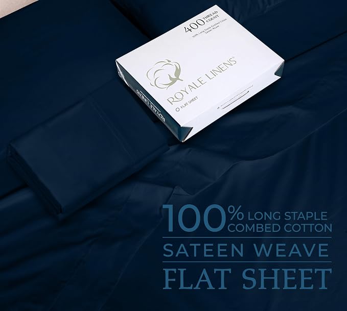 Royale Linens 400 Thread Count 100% American Grown Cotton Flat Sheet - Image 2