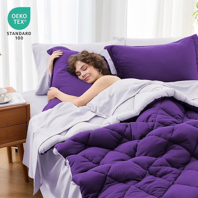 MUXHOMO 7 Pieces King Comforter Set, Reversible Bed in a Bag King Size - Image 4