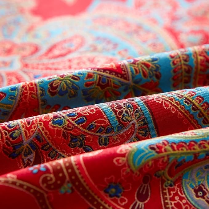 mixinni King Size Duvet Cover Set Paisley Light Blue Long Staple Cotton Percale - Image 5
