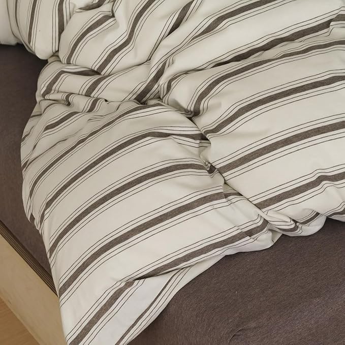 Nayoroom Striped Duvet Cover Queen Size Brown Stripe Duvet Cover Dorm Bedding - Image 7