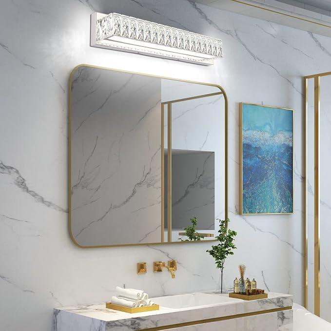 ZUZITO Crystal Bathroom Light Fixtures Over Mirror, 22.8in Modern LED Vanity - Image 5