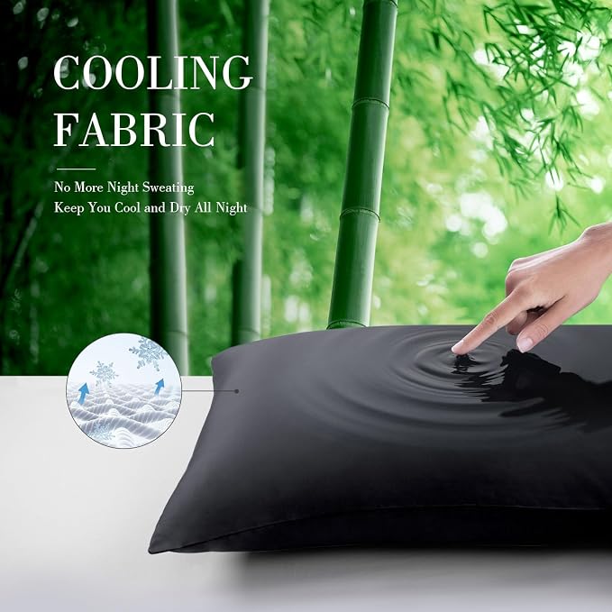 WishSmile Cooling Queen Pillowcases Set of 2 Breathable Cool Silky Soft Rayon - Image 3