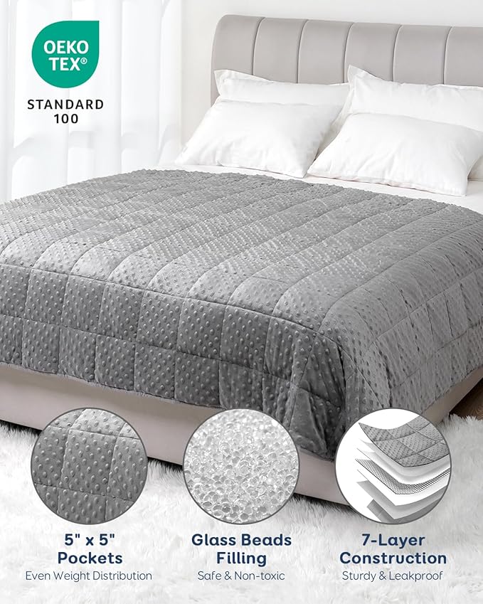 Kivik Weighted Blanket 12 lbs for Adults, Minky Dot Heavy Blankets, Microfiber - Image 4