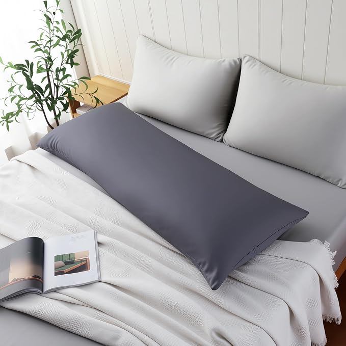 1 Pack Body Size Bamboo Viscose Zippered Pillow Case, 400 Thread Count Cooling - Image 2