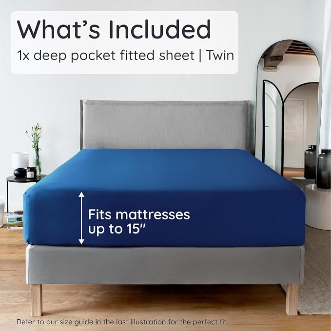 Bambaw 100% Viscose Derived from Bamboo Fitted Sheet Twin Size, Cooling Fitted - Image 2