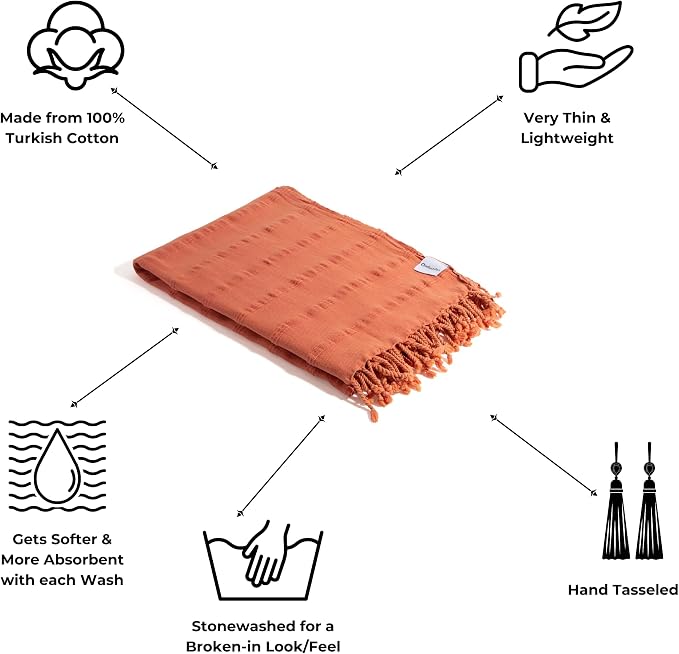 InfuseZen Stonewashed Turkish Bath & Beach Towel –100% Organic Turkish Cotton - Image 2