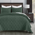 HORIMOTE HOME Quilt Set King Size Dark Green, Classic Geometric Diamond by HORIMOTEHOME