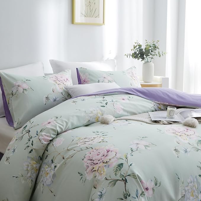 BOLINLIVING Floral Duvet Cover Full Size 3 Pieces, Flower Duvet Cover - Image 5
