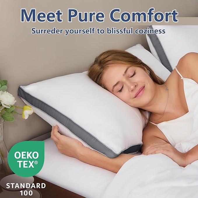 CozyLux Pillows Queen Size Set of 2, Soft Supportive 3D Down Alternative Bed - Image 2