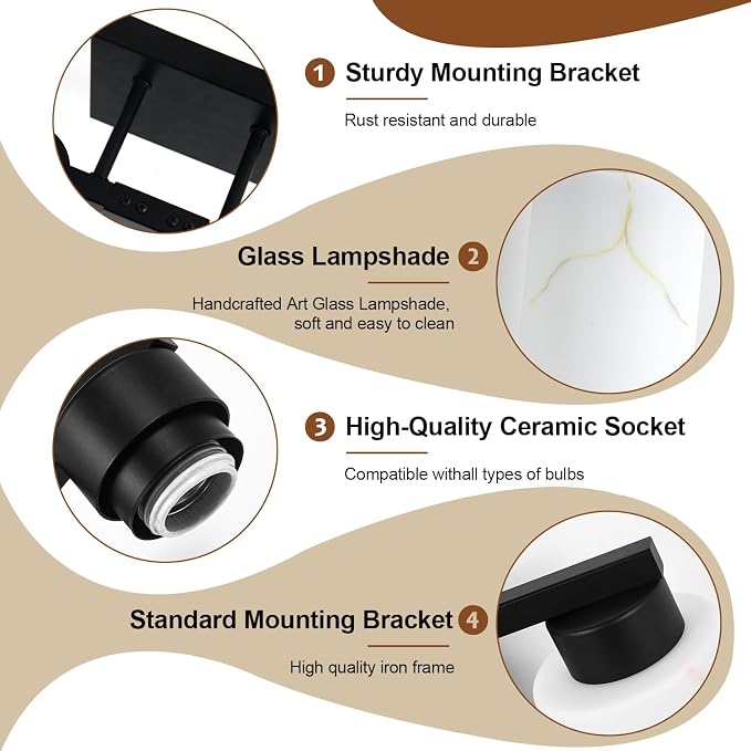 4-Light Bathroom Light Fixtures, Modern Vanity Lights, Living Room, E26 Base - Image 6