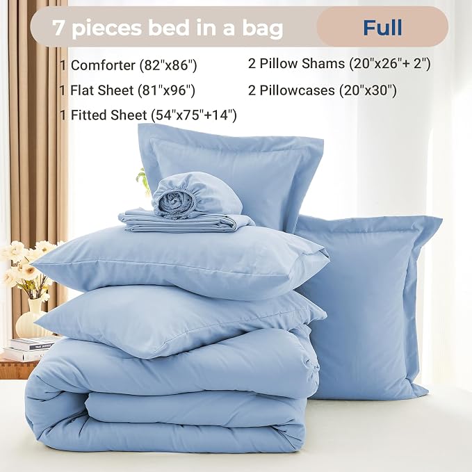MUXHOMO 7 Pieces Full Comforter Set, Soft Bed in a Bag Full Size, All Season - Image 4
