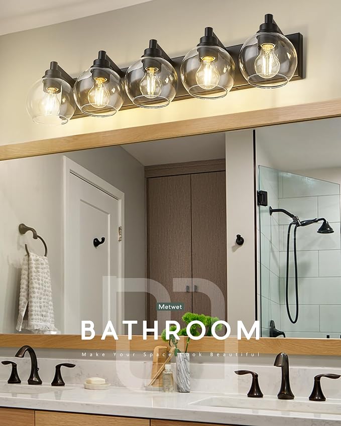 Bathroom Light Fixtures, 5 Light Matte Black Vanity Light, 32 Inch Modern Wall - Image 6