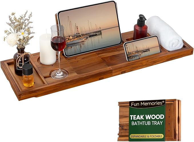 Teak Bathtub Tray by FunMemories