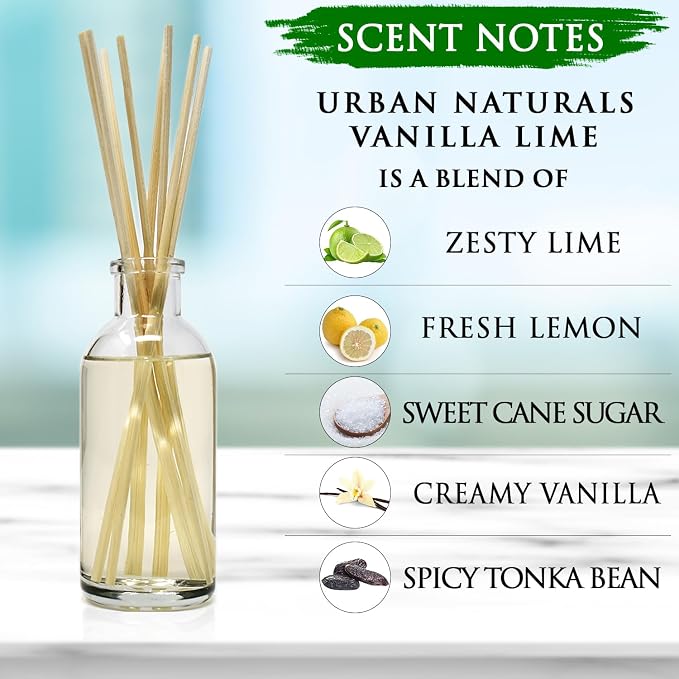 Urban Naturals Vanilla Lime Reed Diffuser Set | Made - Image 3