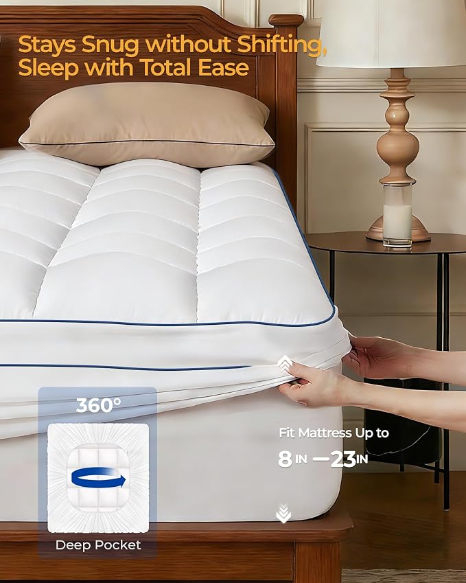 KAYFIA King Mattress Topper, Extra Thick Mattress Pad Cover - Image 8