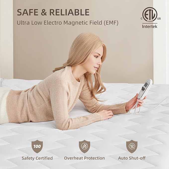 Bwarm Premium Multi-Zone Heated Mattress Pad Full Size, 9 Heat Settings - Image 5