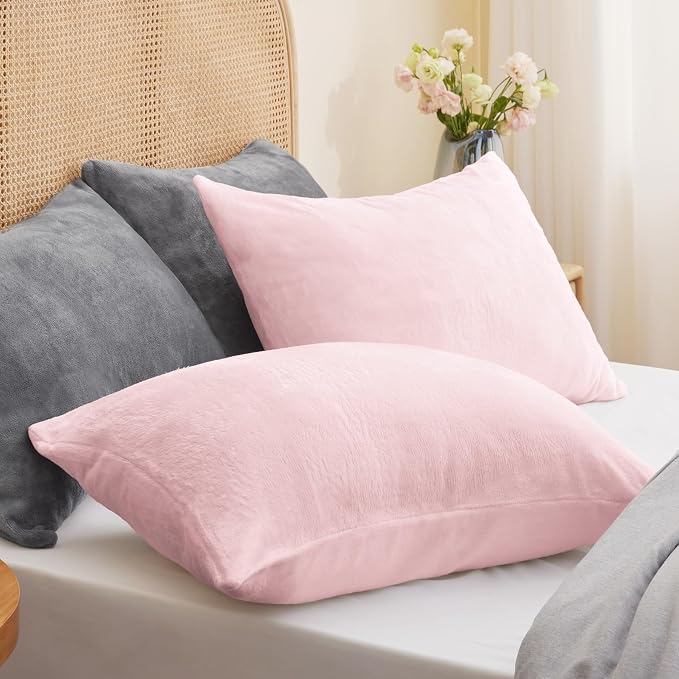 BEDELITE Flannel King Size Pillow Cases Set of 2, Super Soft Fleece Pillowcases - Image 2