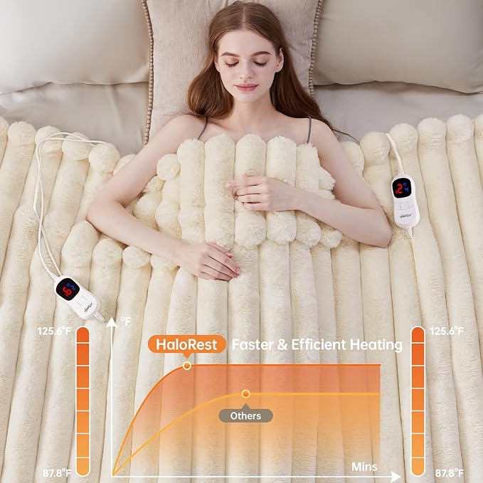 Heated Blanket King Size, Faux Fur Cozy Heating Blanket - Image 4