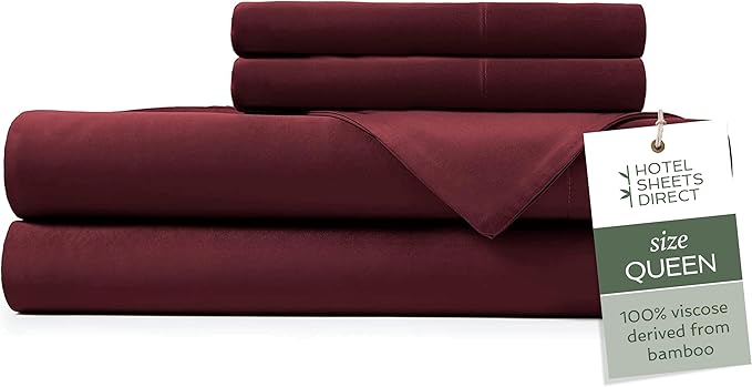 Hotel Sheets Direct 4 Piece Bed Sheet Set Queen Size, 100% Viscose Derived from by HOTELSHEETSDIRECT